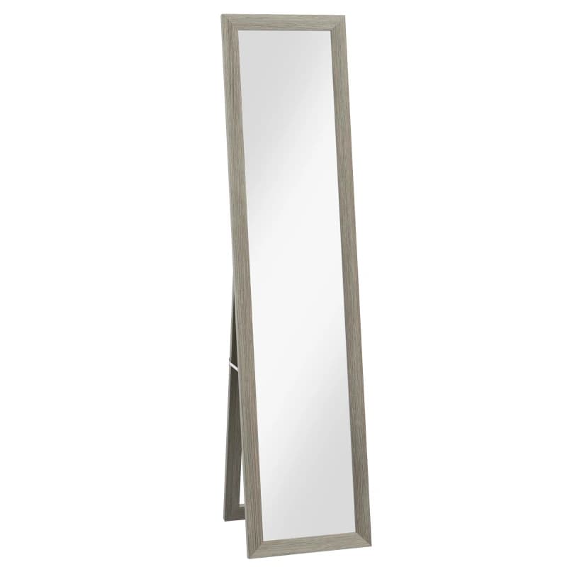 HOMCOM Free Standing Mirror w/ Anti Slip Pads & Wood-Effect Frame for Bedroom, Hallway or Lounge, 155 x 40 cm, Grey Aosom UK