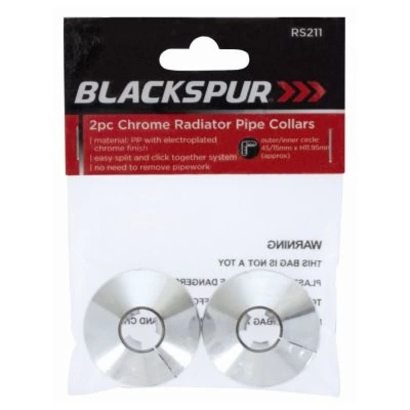 Blackspur 2Pc Chrome Radiator Pipe Collars