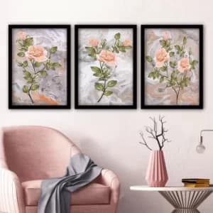 3SC90 Multicolor Decorative Framed Painting (3 Pieces)