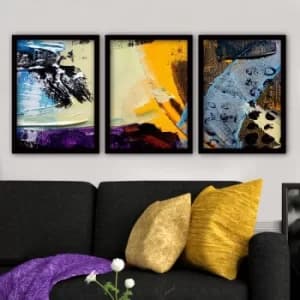 3SC21 Multicolor Decorative Framed Painting (3 Pieces)