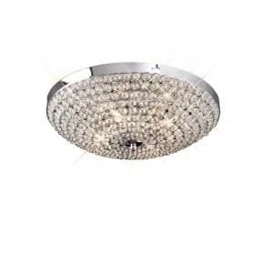 Flush Ceiling 4 Light Polished Chrome, Crystal