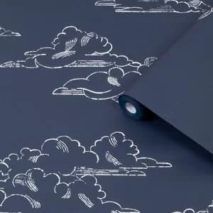 Superfresco Easy Navy Clouds Smooth Wallpaper