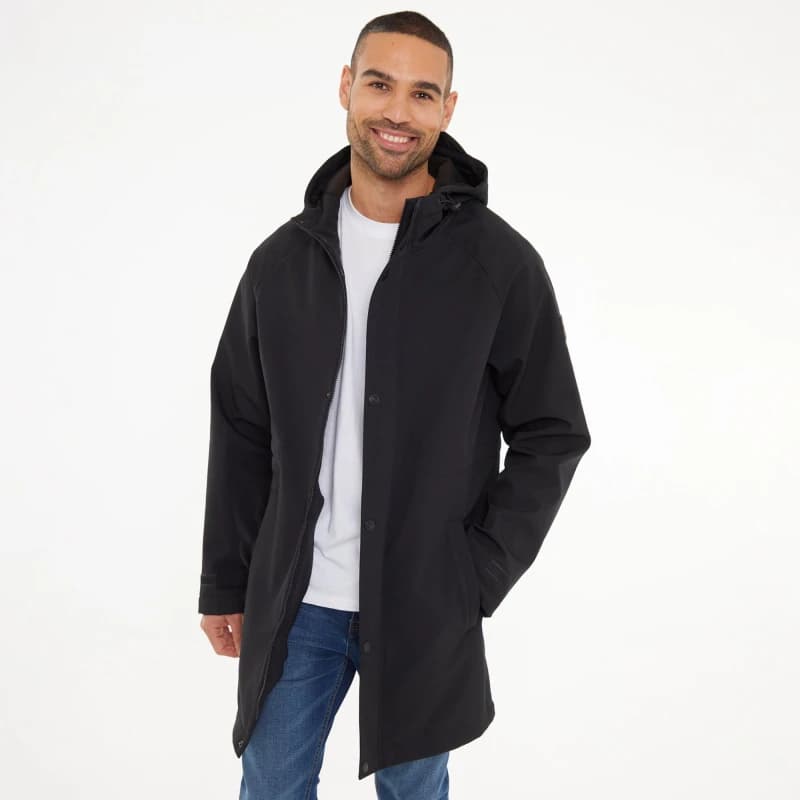 Threadbare Hooded Tie Waist Coat With Stretch Black