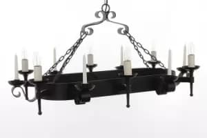 Refectory 6 Light Aged Iron Ceiling Oblong