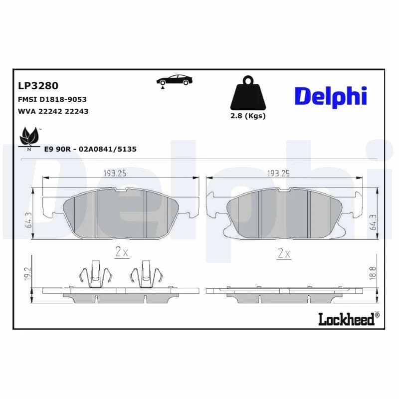 DELPHI Brake pad set DELPHI LP3280
