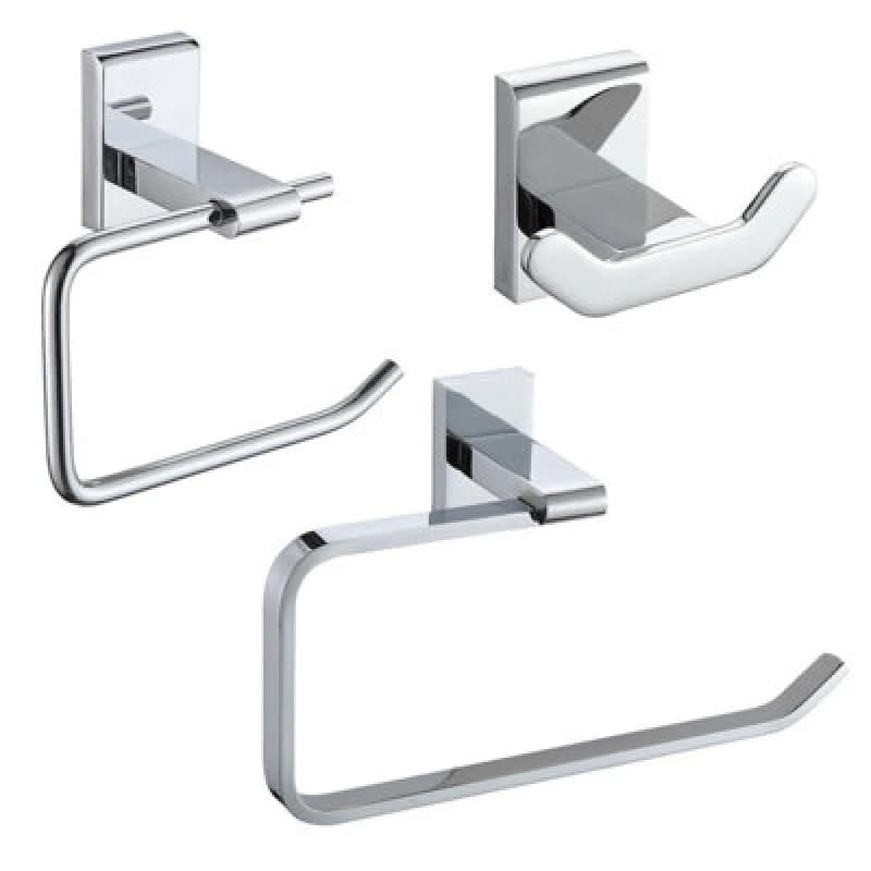 Showerdrape Unity Chrome Stainless Steel Wall Mounted 3 Piece Bathroom Accessory Set Silver
