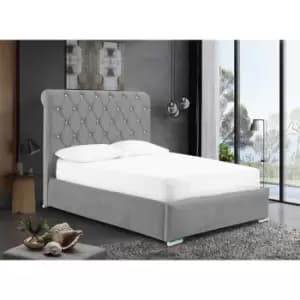 Meripa Bed Double Plush Velvet Silver