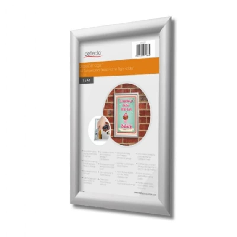Deflecto A3 Tamper Proof Snap Frame with 25mm profile Silver