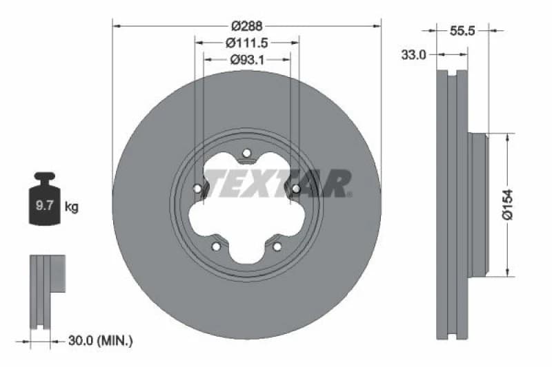 Brake disc TEXTAR 93260603