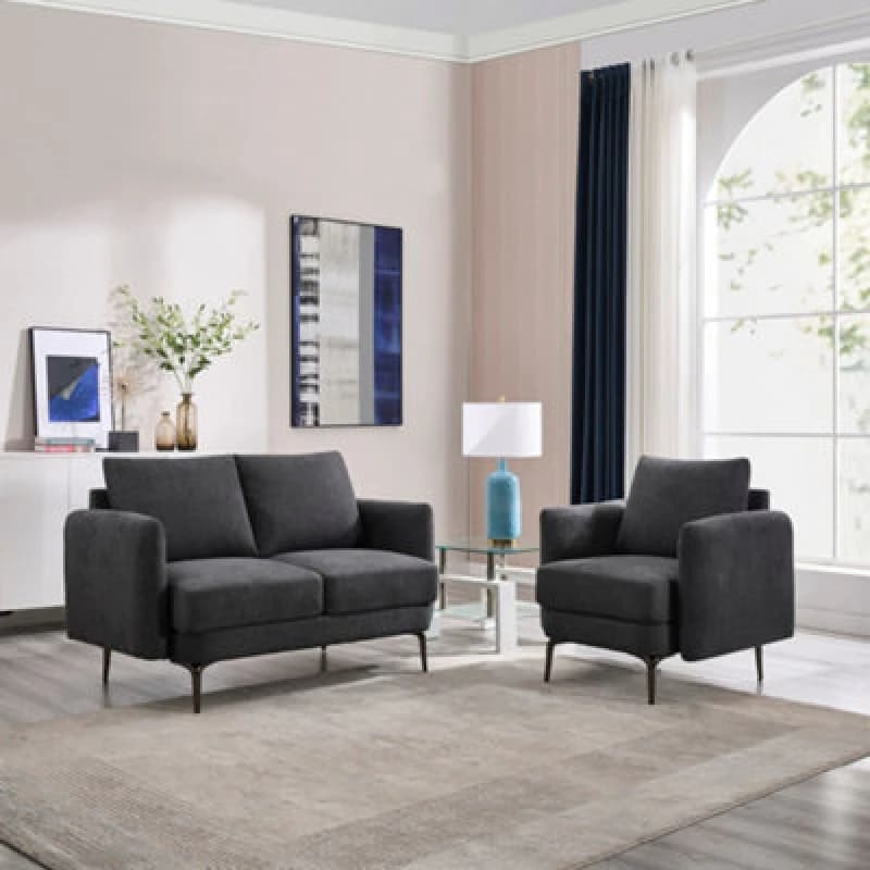 More4Homes Sofia 1+2 Seater Fabric Sofa Set Charcoal