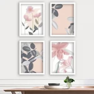 SET_124 Multicolor Decorative Framed Painting (4 Pieces)