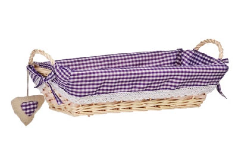 Interiors by Premier Purple Gingham Lining Large Rectangle Willow Basket Purple