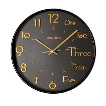 HOMETIME Black Wall Clock with 3D Mixed Dial - 30cm
