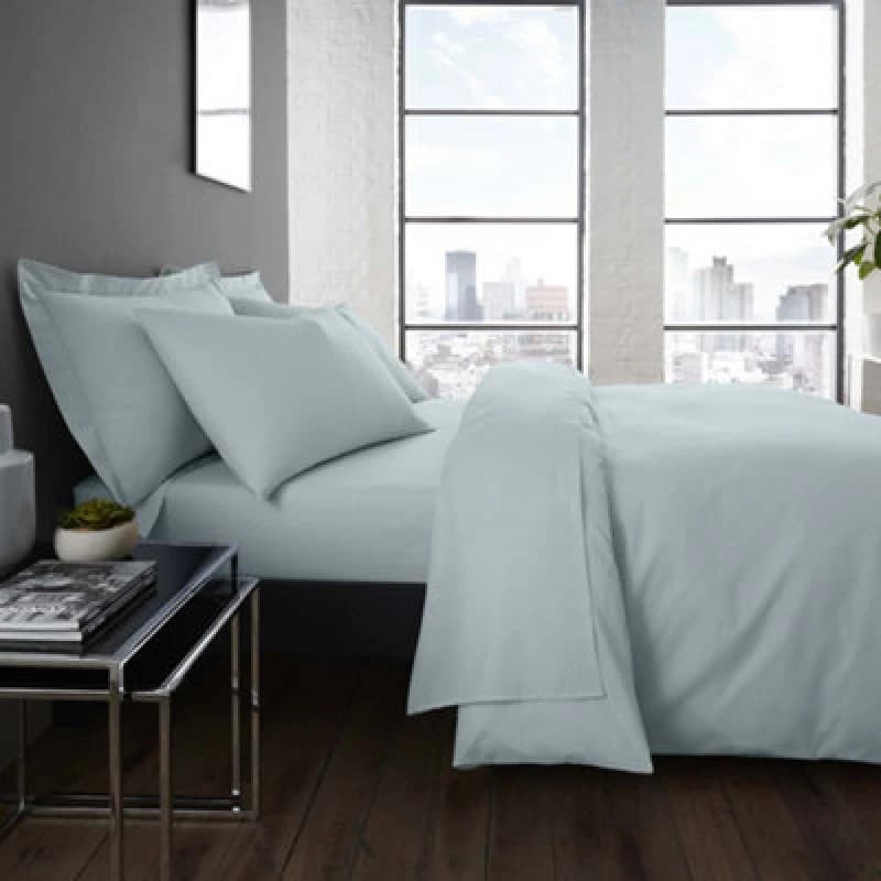 Serene 'Plain Dyed' Soft Touch 32cm Fitted Bed Sheet Duck Egg Blue