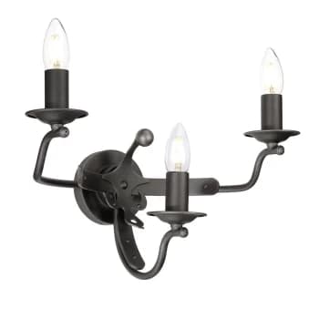Windsor 3 Light Candle Wall Light - Graphite, E14