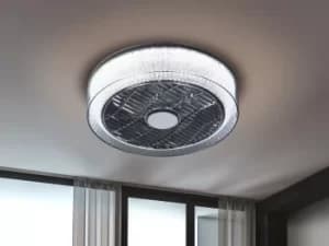 Wind Integrated LED Light Ceiling Fan, Chrome, Smoke, Remote Control