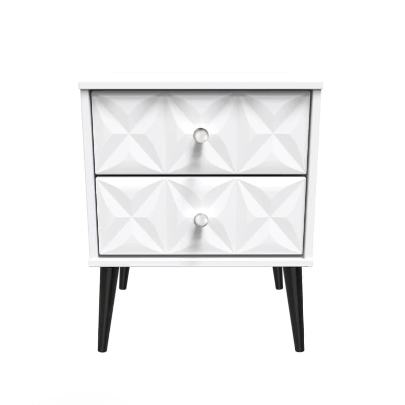 Toledo 2 Drawer Bedside Cabinet In White Matt (Ready Assembled)