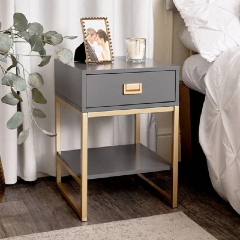 Melody Maison One Drawer Bedside Table - Elle Slate Range Grey