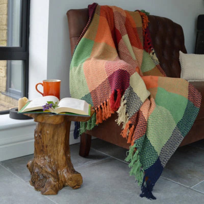 Allure Bath Fashions Check Herringbone Multicoloured Throw - 125 X 150Cm