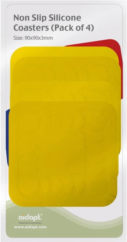 Aidapt 9cm Square Coasters Yellow Pk 4 Yellow