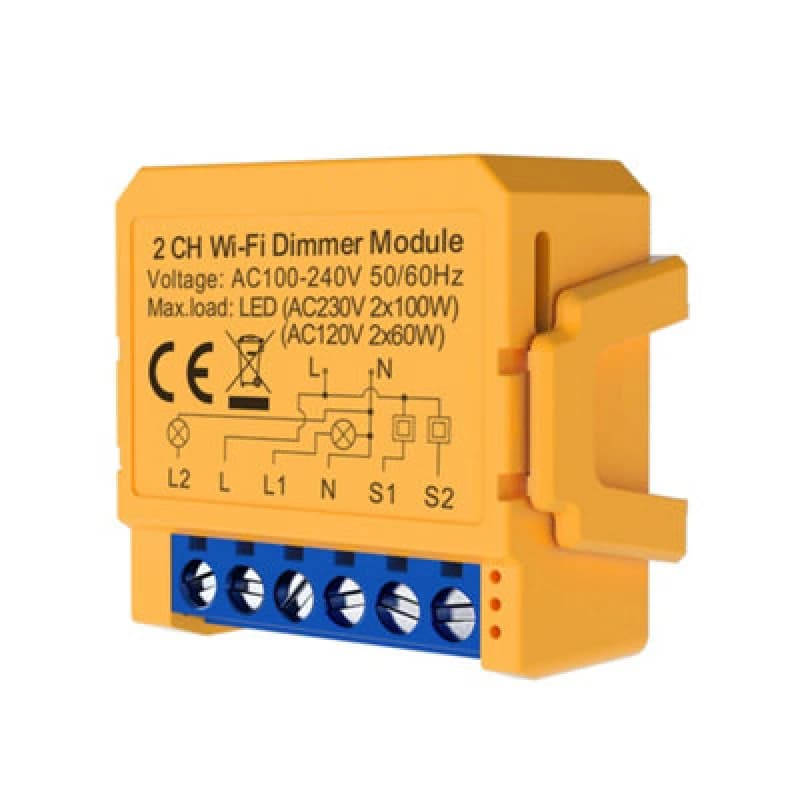 Ener-J Smart WiFi+Ble 2Ch Light Switch Module (Max 2 X 150W). Dimmable