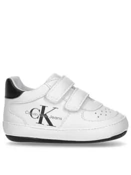 Calvin Klein Jeans Baby Low Cut Velcro Sneaker - White/black, White/Black, Size 3 Younger