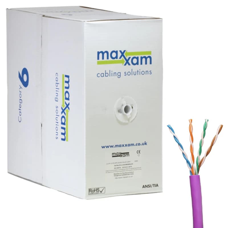 Cablenet Cat6 Violet U/UTP LSOH 23AWG Solid CPR Dca Cable 305m Reelex