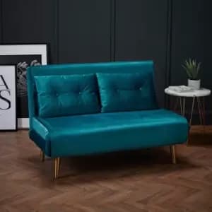 Teal Velvet Futon Sofa Bed - Madison
