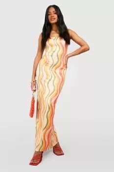 Wave Print Bandeau Maxi Dress