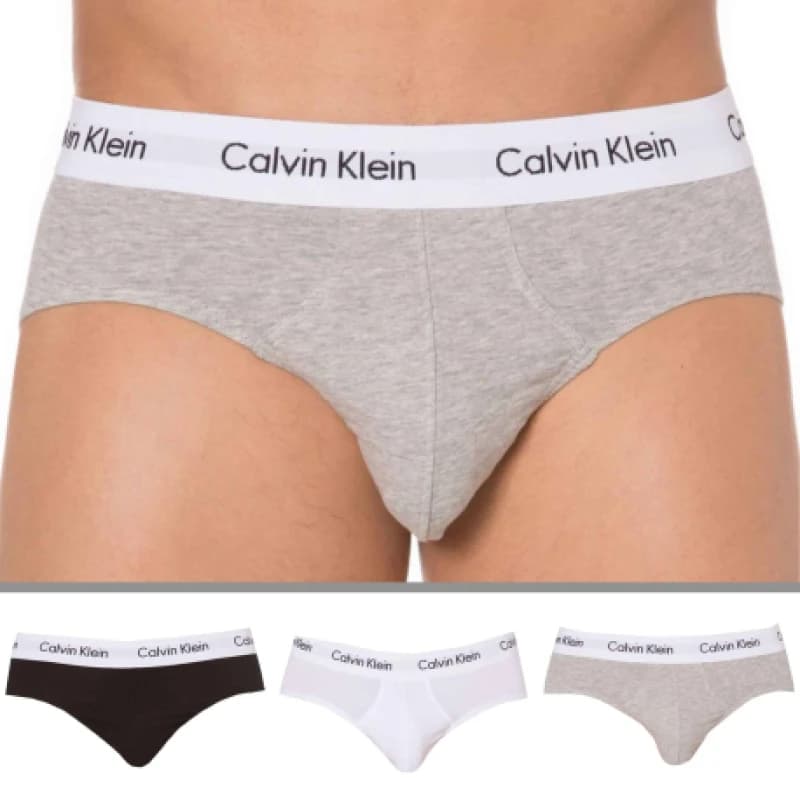 Calvin Klein 3 Pack Cotton Stretch Briefs - Black - White - Grey M