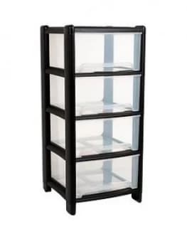 Wham 4 Drawer Black Storage Tower
