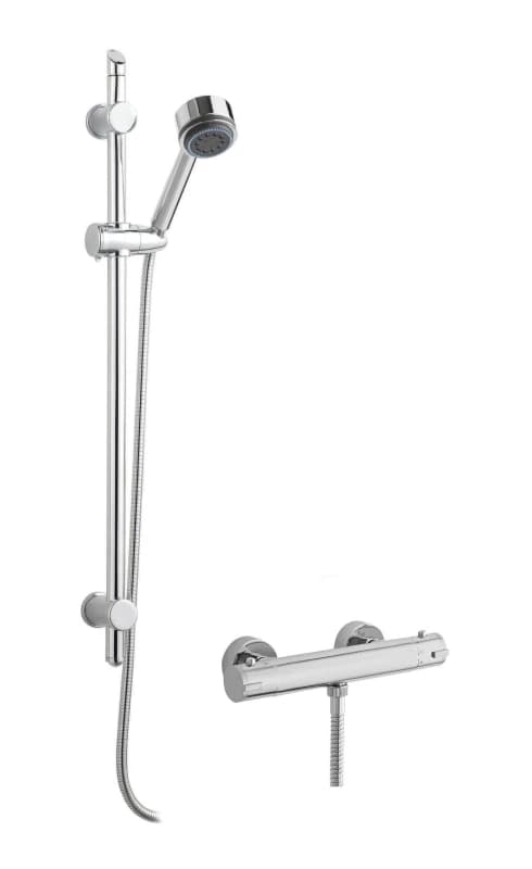 Balterley Minimalist Thermostatic Bar Valve Multi Function Handset Slide Rail Silver unisex