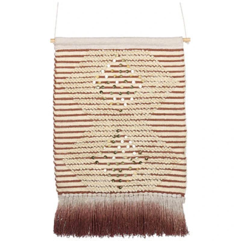 Beliani Fabric Wall Hanging Sabo Cotton 75cm Beige