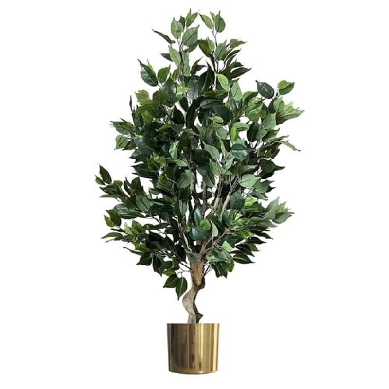Leaf 100cm Premium Artificial Ficus Twist Tree Gold Planter