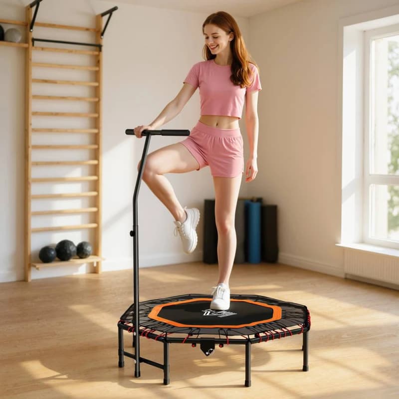 HOMCOM Foldable Trampoline w/ Adjust Handle, Max Load 150 KG - Orange A71-007V02OG