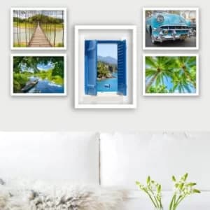 SET_111 Multicolor Decorative Framed Painting (5 Pieces)
