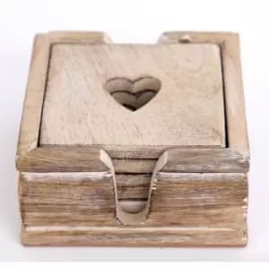 S/6 Wooden Heart Coasters