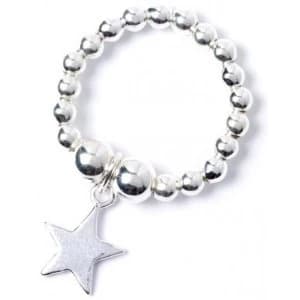 Star Charm Sterling Silver Ball Bead Ring