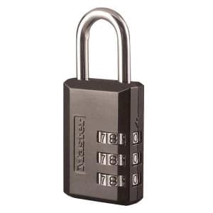 Master Lock 647D 30mm Combination Padlock 3 Digit Selectable Brass Shackle Black