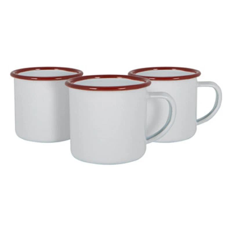 Argon Tableware White Enamel Espresso Cups - 130ml - Red - Pack Of 6