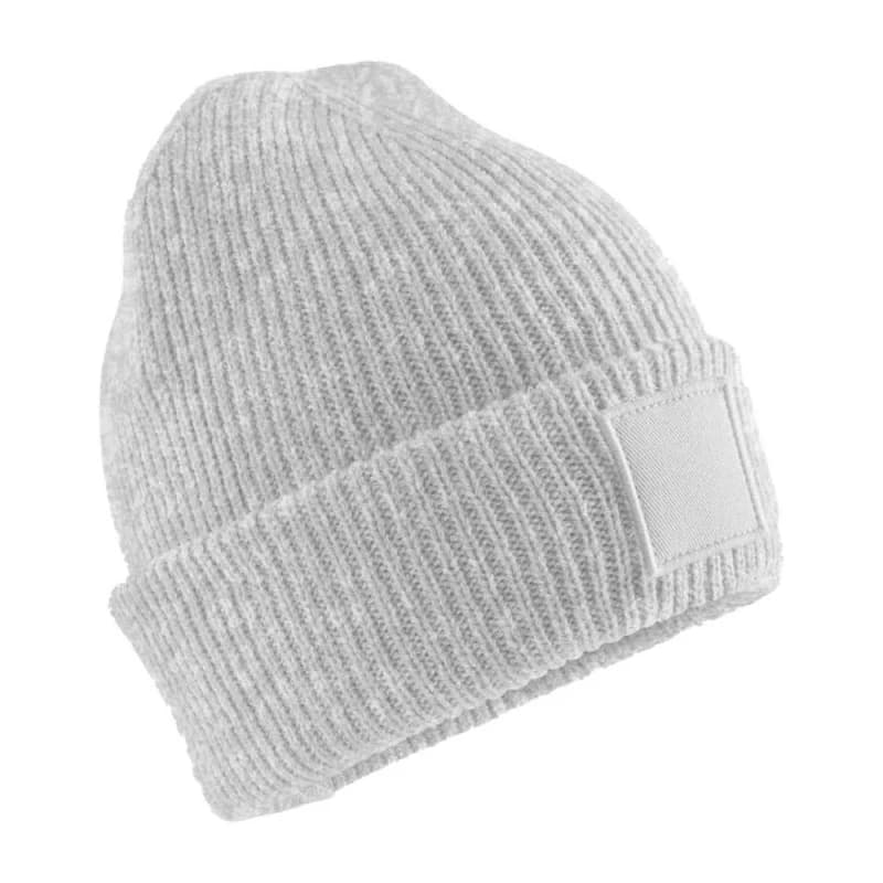 Beechfield Cuffed Tonal Patch Beanie in Light Grey Light Grey Unisex One Size