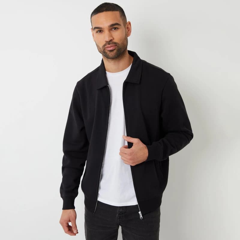Threadbare Full Zip Collared Sweatshirt Black