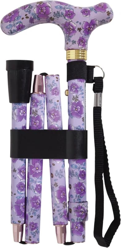 Aidapt Folding Walking Stick Purple Blossom Purple
