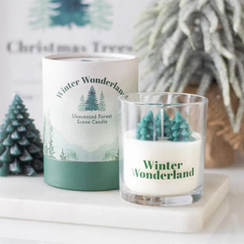 Winter Wonderland Candle With Tree Scene