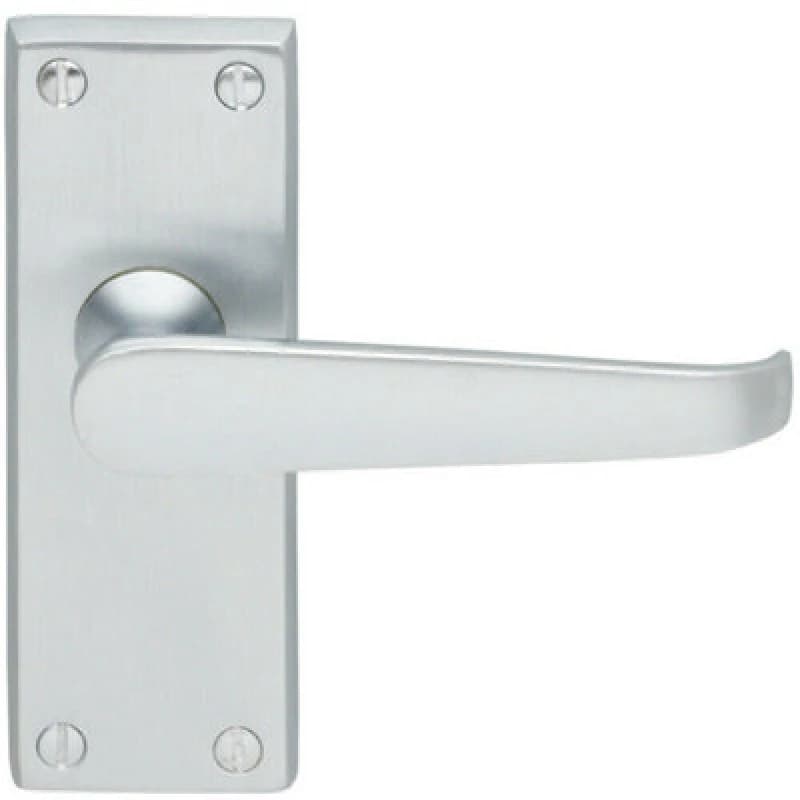 Loops Straight Victorian Lever on Rectangular Latch Backplate Handle Satin Chrome Multi