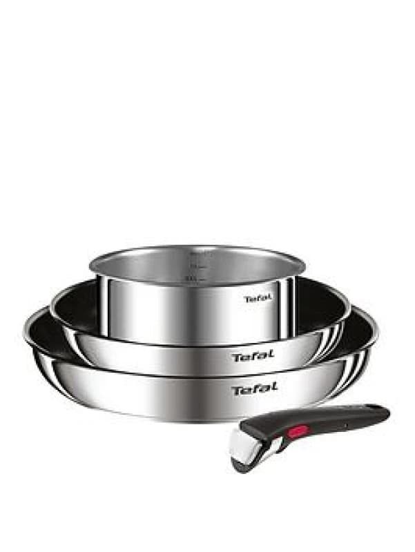 Tefal Ingenio Tefal Ingenio 4 Piece Stainless Pan Set Stainless Steel - Tefal Ingenio Stainless Steel HR58101
