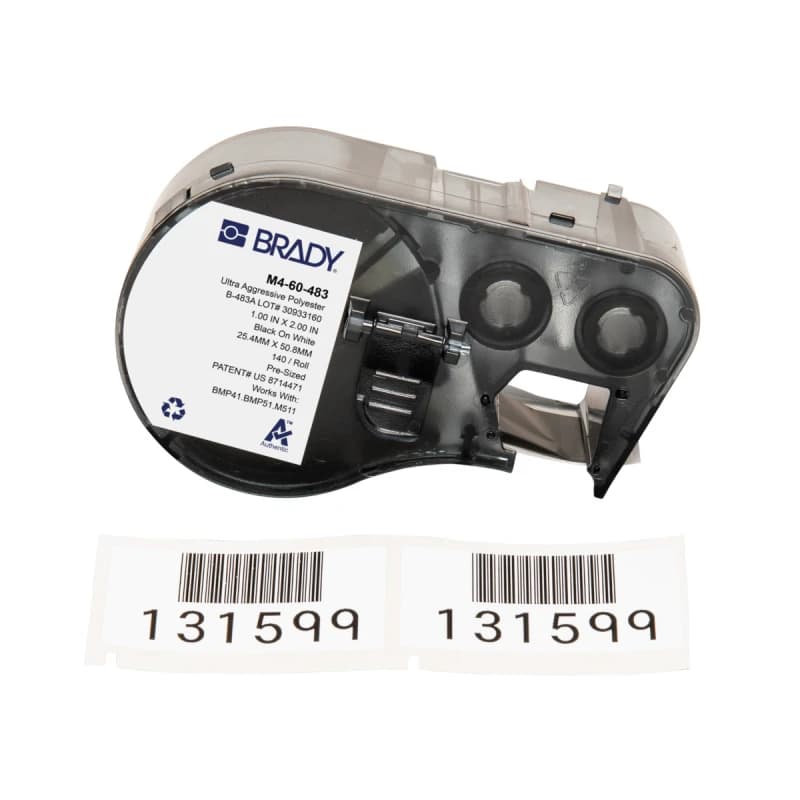 Brady M4-60-483 printer label Black. White Self-adhesive printer label