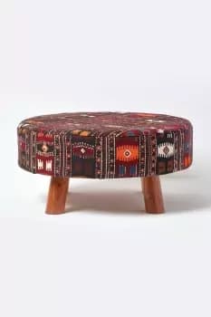 Flat Kilim Footstool with Legs