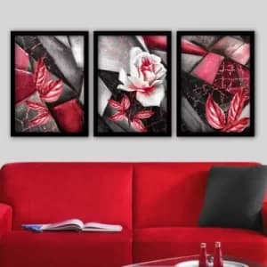3SC82 Multicolor Decorative Framed Painting (3 Pieces)
