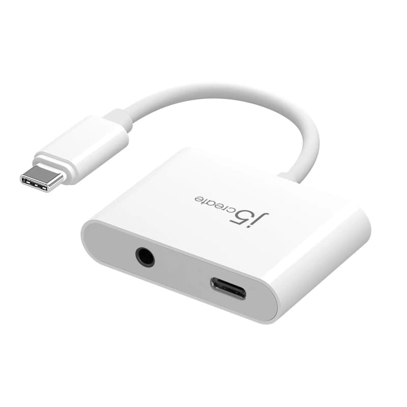 j5 create j5create JCA122 USB-C to 3.5mm Audio Adapter with Power Delivery, Black JCA122-N